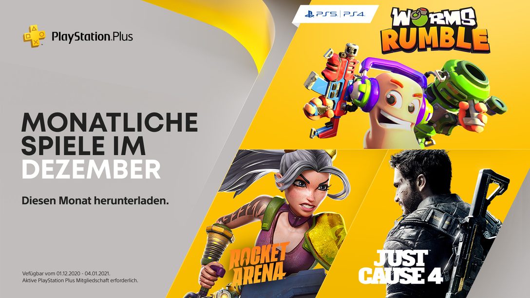 Worms Rumble, Just Cause 4 und Rocket Arena sind eure PlayStation Plus-Spiele für Dezember