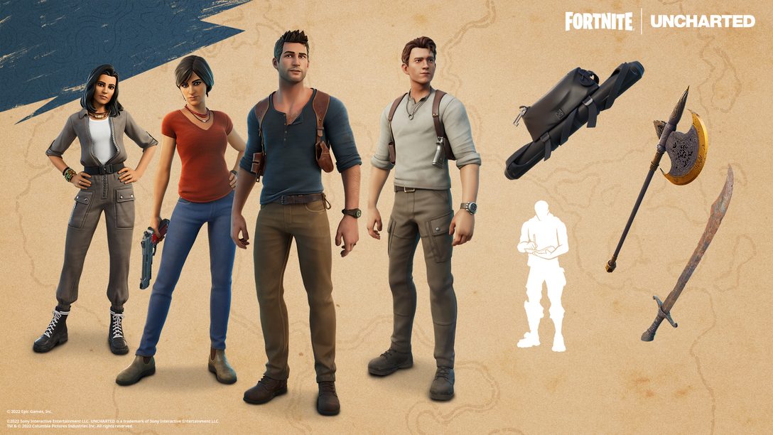 Findet auf der Fortnite-Insel euer Glück mit Nathan Drake und Chloe Frazer aus der UNCHARTED-Reihe