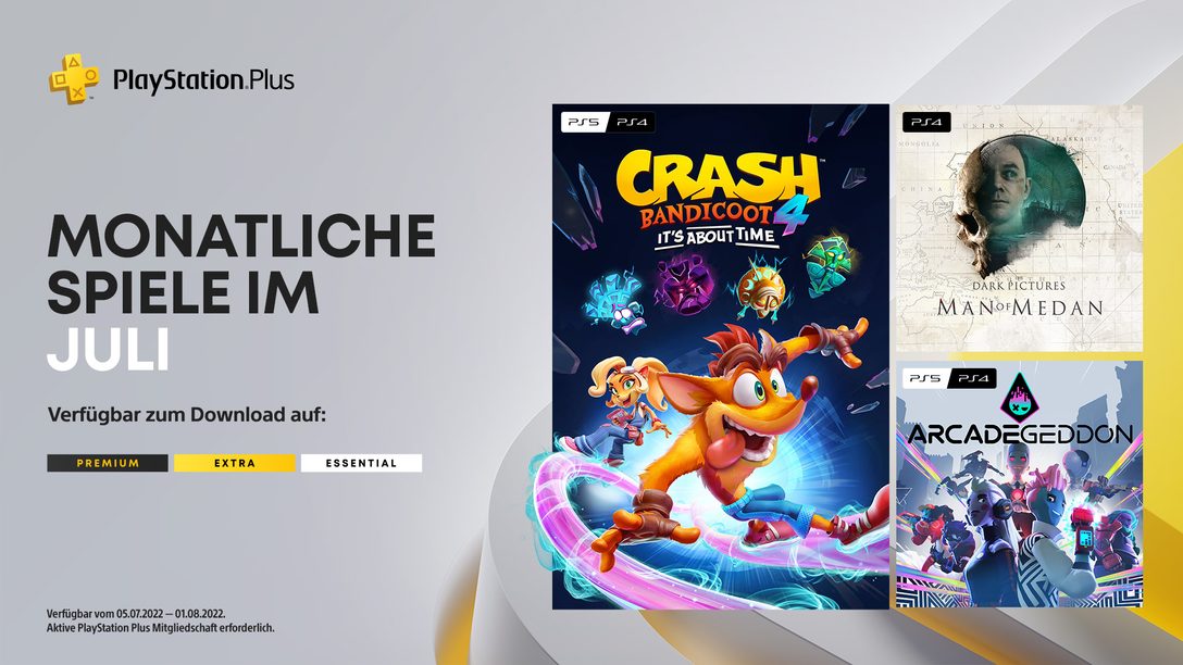 Monatliche PlayStation Plus-Spiele für Juli: Crash Bandicoot 4: It’s About Time, Man of Medan, Arcadegeddon