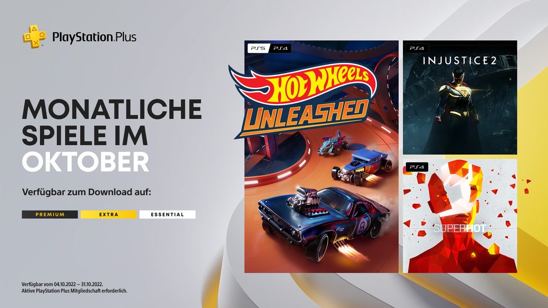 PlayStation Plus – Monatliche Spiele für den Oktober: Injustice 2, Hot Wheels Unleashed, Superhot