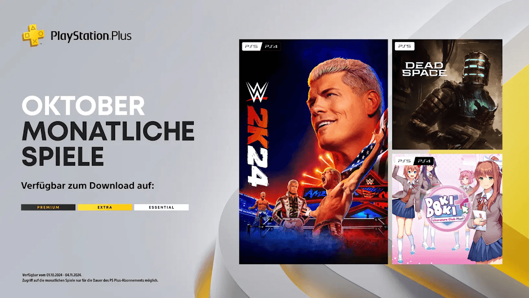 Monatliche PlayStation Plus-Spiele für Oktober: WWE 2K24, Dead Space, Doki Doki Literature Club Plus!