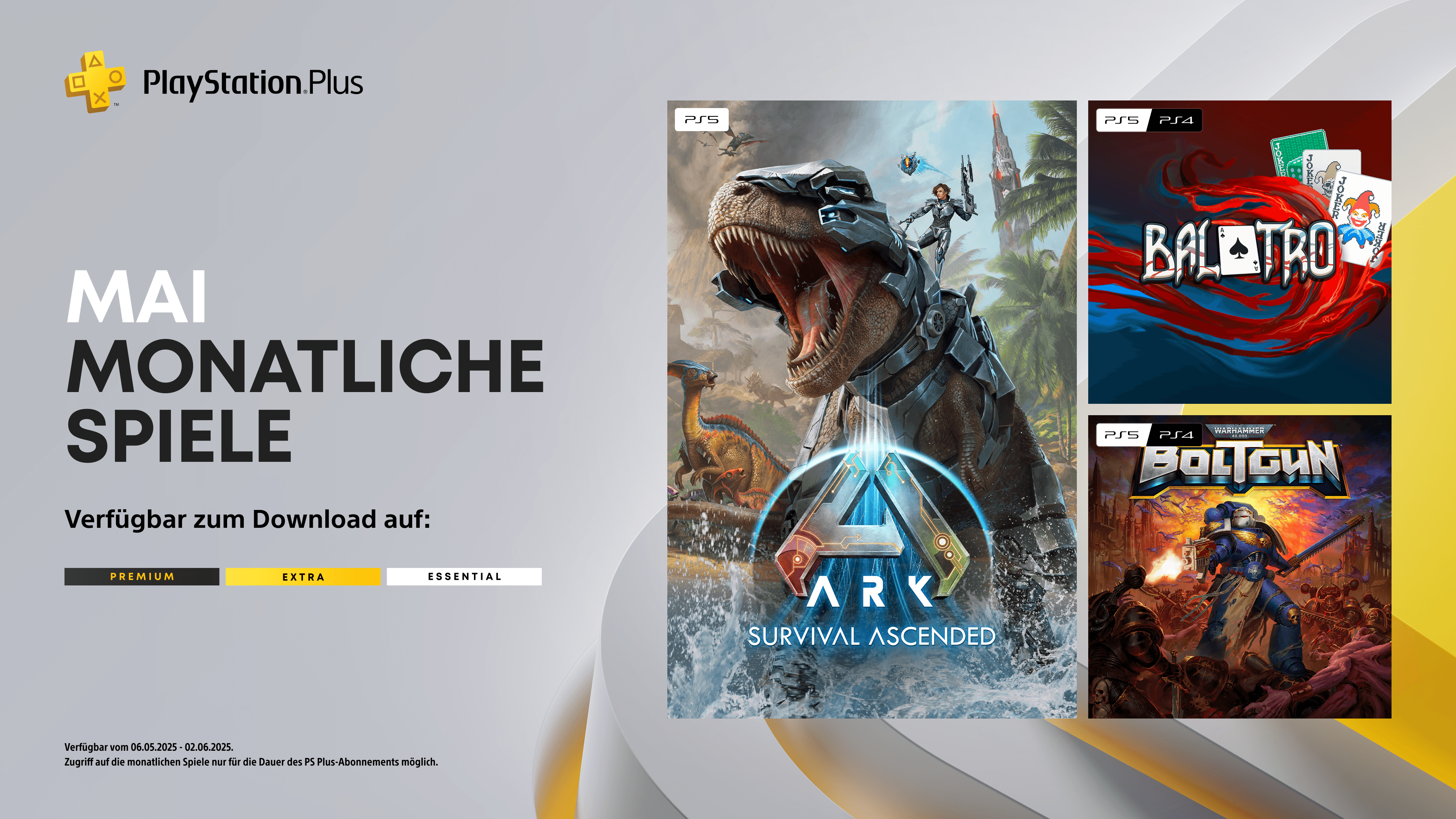 Monatliche PlayStation Plus-Spiele für Mai: Ark: Survival Ascended, Balatro, Warhammer 40,000: Boltgun
