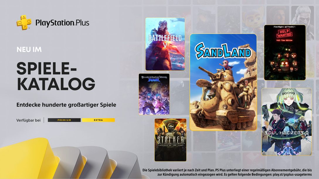 PlayStation Plus-Spielekatalog für Mai: Sand Land, Soul Hackers 2, Five Nights at Freddy’s: Help Wanted, Battlefield V und vieles mehr