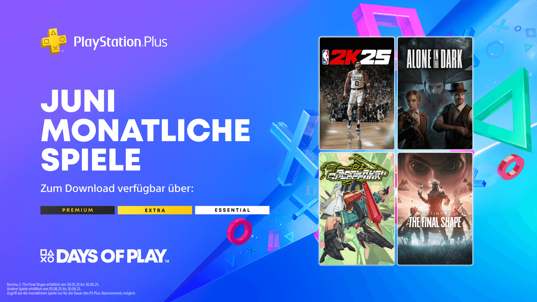 Monatliche PlayStation Plus-Spiele für Juni: NBA 2K25, Alone in the Dark, Bomb Rush Cyberfunk